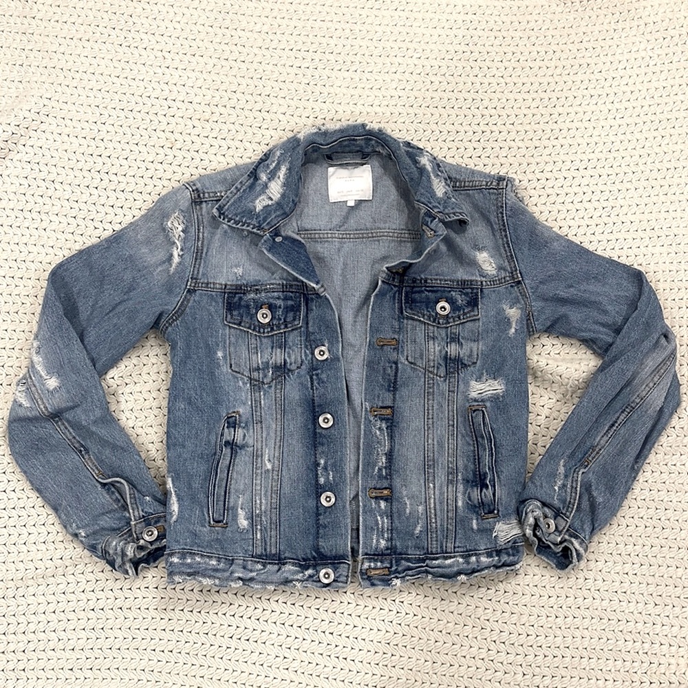 ZARA - Ripped Jean Jacket (size small)